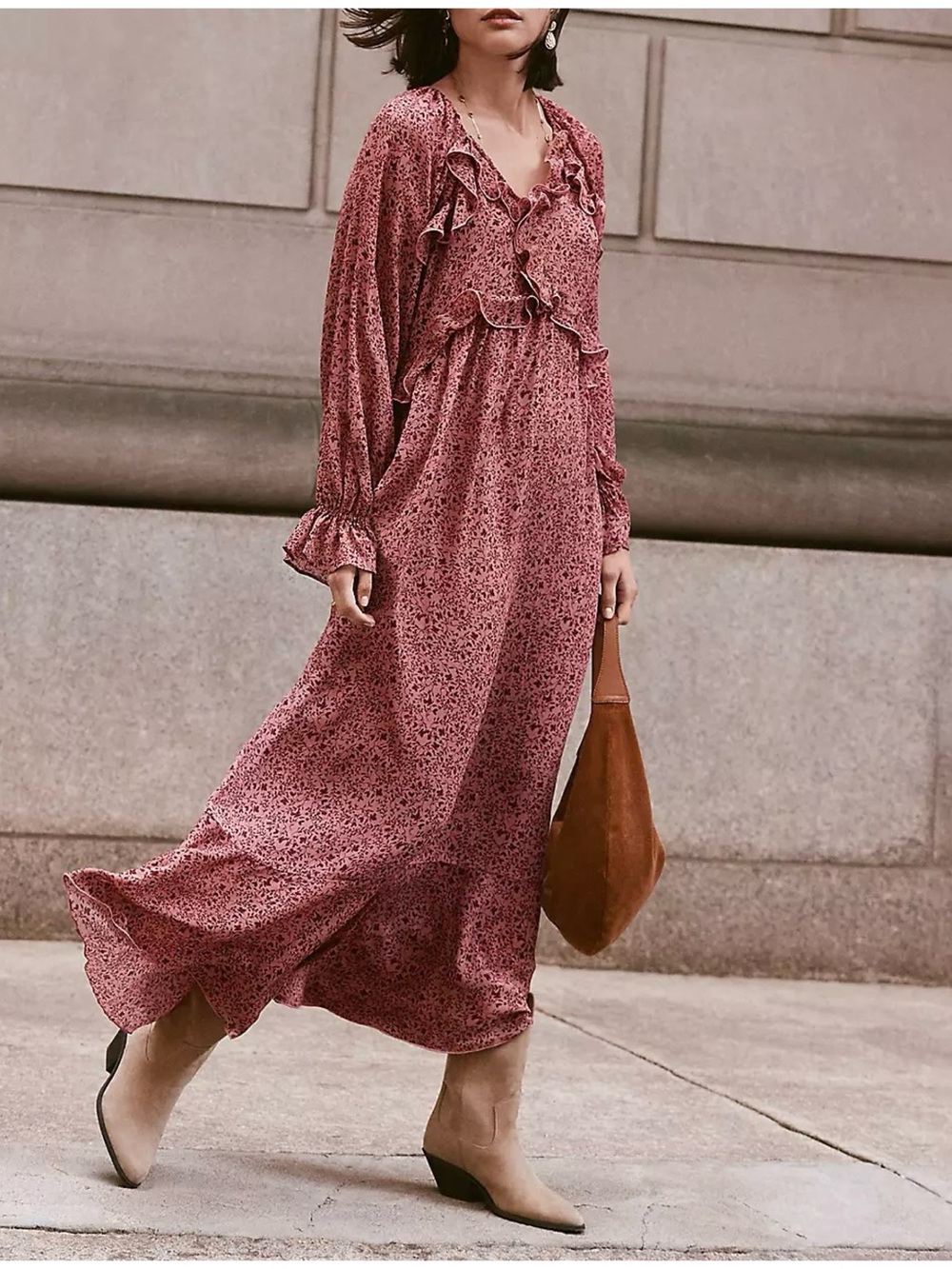 LOFT | floral ruffle maxi dress